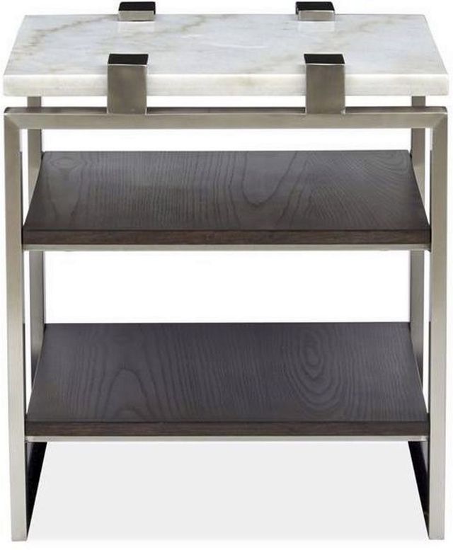 Magnussen Home® Paradox Pearl White Rectangular End Table with Platinum Frame -1