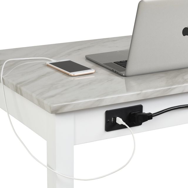 New Classic® Home Furnishings Celeste White Desk with Gray Mable Top-2