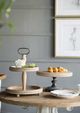 A & B Home Natural Brown Round Two-Tiered Wooden Tray-3