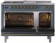 Ilve® Nostalgie II Noblesse 48'' Blue Gray Pro Style Dual Fuel Range with Brass Trim-1