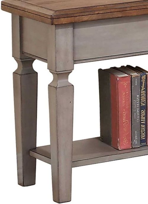 Winners Only® Barnwell Brown Top Chairside Table with Gray Base-1