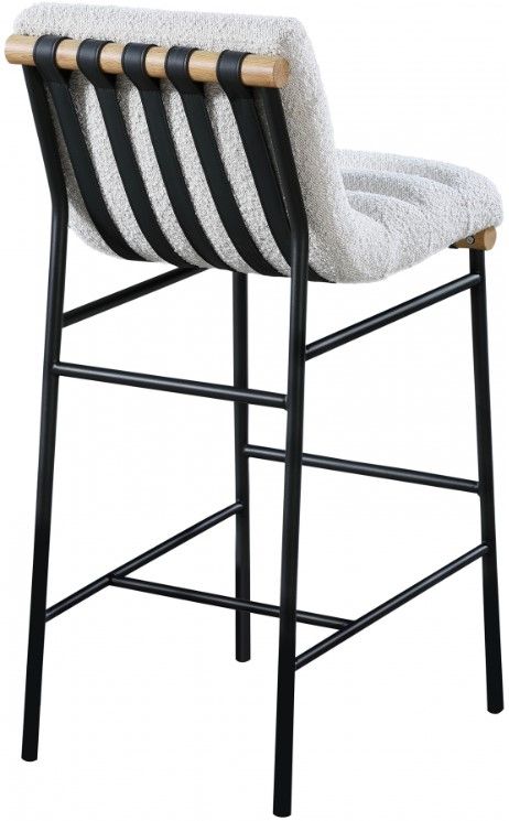 Meridian Furniture Burke Matte Black/Cream Boucle Bar Stool-2