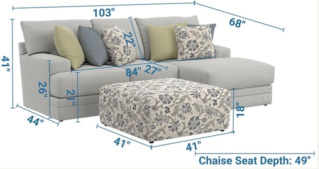 Jackson Furniture Stockbridge 3-Piece Slate Right-Arm Facing Sectional with Ottoman-2
