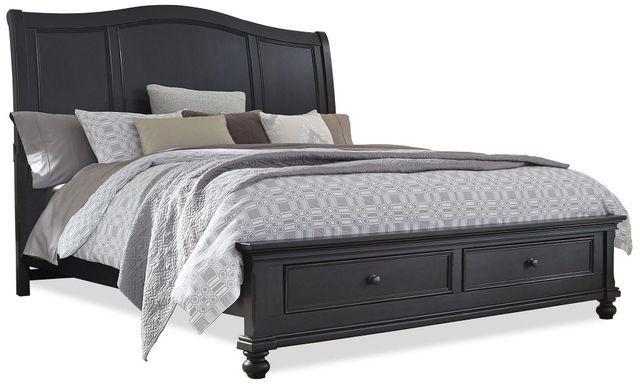 aspenhome® Oxford Rubbed Black California King Sleigh Storage Bed-0