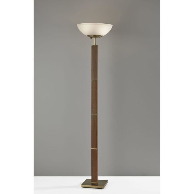 Adesso® Kona Walnut/Antique Brass 300 Watt Torchiere-1