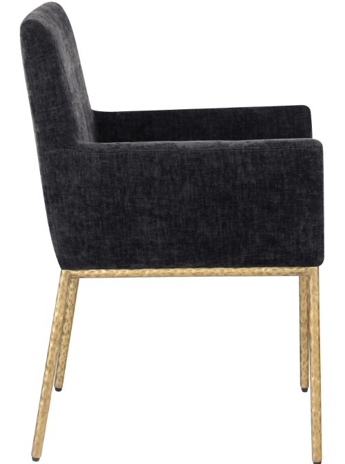 Meridian Furniture Reeves Black/Brushed Brass Chenille Upholstered Dining Arm Chair-3
