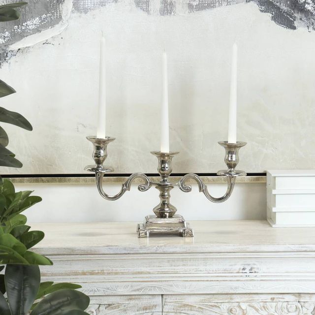 Deco Marche Silver 7" Scrolled Candelabra-4