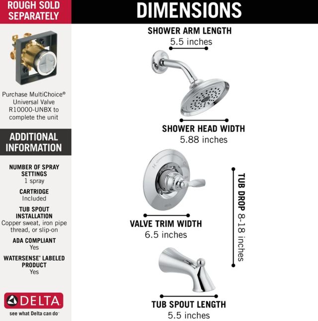 Delta Woodhurst® Chrome Tub/Shower Trim-3