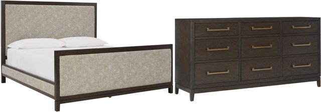 Signature Design by Ashley® Burkhaus 2-Piece Brown King Upholstered Bed Set-0