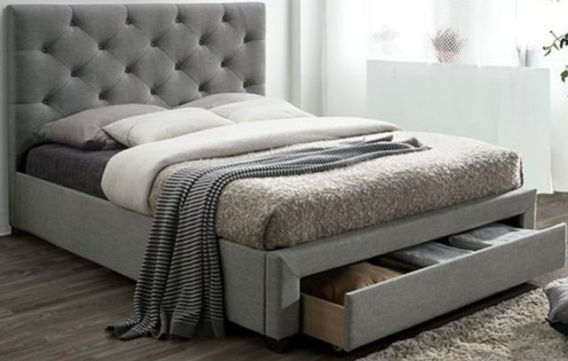 Furniture of America® Sybella Gray California King Upholstered Panel Bed-0