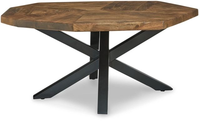 Signature Design by Ashley® Haileeton Brown Coffee Table with Black Metal Base-1