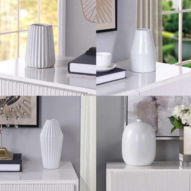 Stylecraft Dann Foley Lifestyle 4-Piece Satin White Vase Set-1