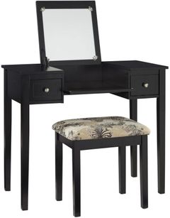 Linon Virginia 2-Piece Black Vanity Set