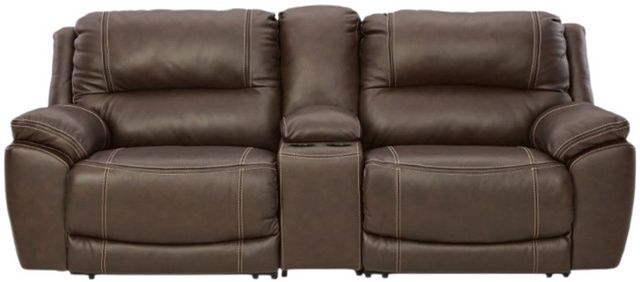 Signature Design by Ashley® Dunleith 3-Piece Chocolate Power Reclining Loveseat with Console