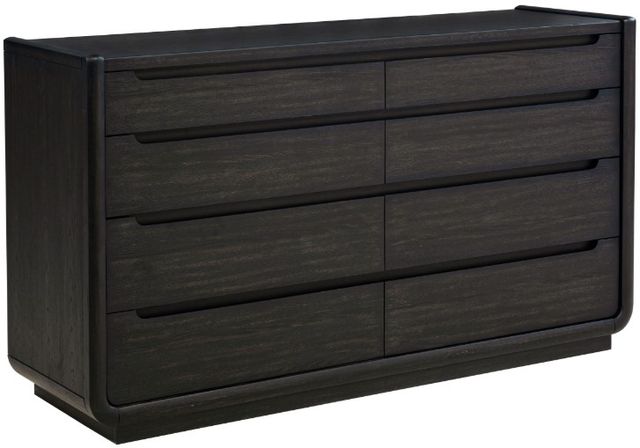 black double dresser Jac in Black/Walnut | Size: Large The solid color appearance and metal handle exude cool and crispiness Coaster Leandro Burnished Black Dresser