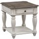 Liberty Furniture Magnolia Weathered Bark End Table with  Antique White Base-0