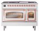 Ilve® Nostalgie II Noblesse 48'' White Pro Style Dual Fuel Range with Copper Trim-1