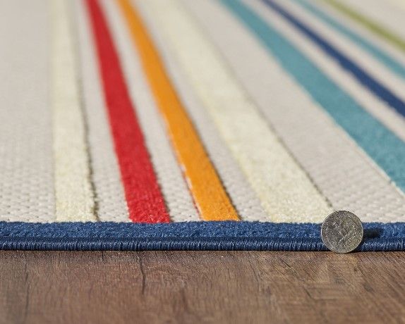 KAS Rugs Calla Ivory/Multi Stripes 5'x7' Area Rug-3