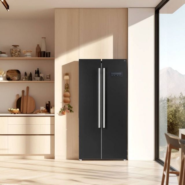FORNO® Salerno Espresso 33 in. 15.6 Cu. Ft Black Freestanding Side-by-Side Refrigerator-4