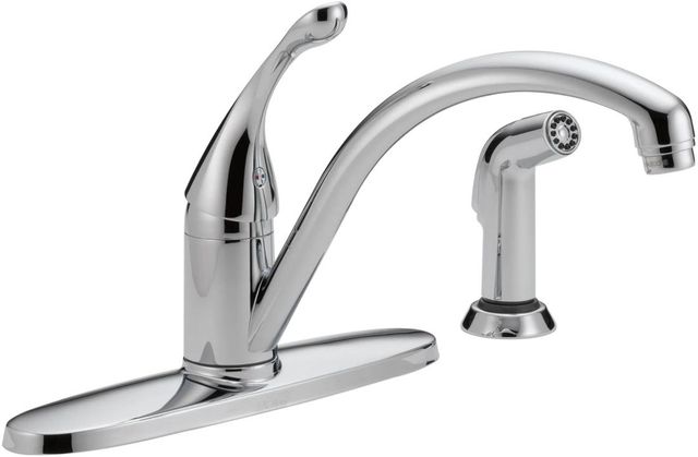 Delta Collins™ Chrome Single Handle Kitchen Faucet with Spray-0