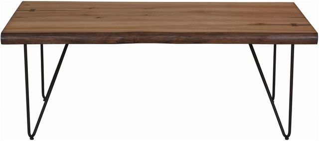 Coaster® Natural Honey and Gunmetal Coffee Table With Hairpin Legs-1