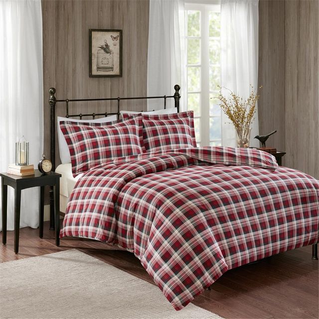 Olliix by Woolrich Red King Tasha Flannel Duvet Mini Set-1