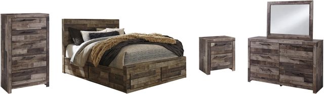 Benchcraft® Derekson 5-Piece Multi Gray Queen Storage Panel Bed Set-0