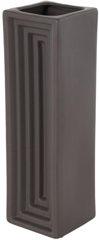 Deco Marche Black Geometric Concaved Rectangular Decorative Vase-0