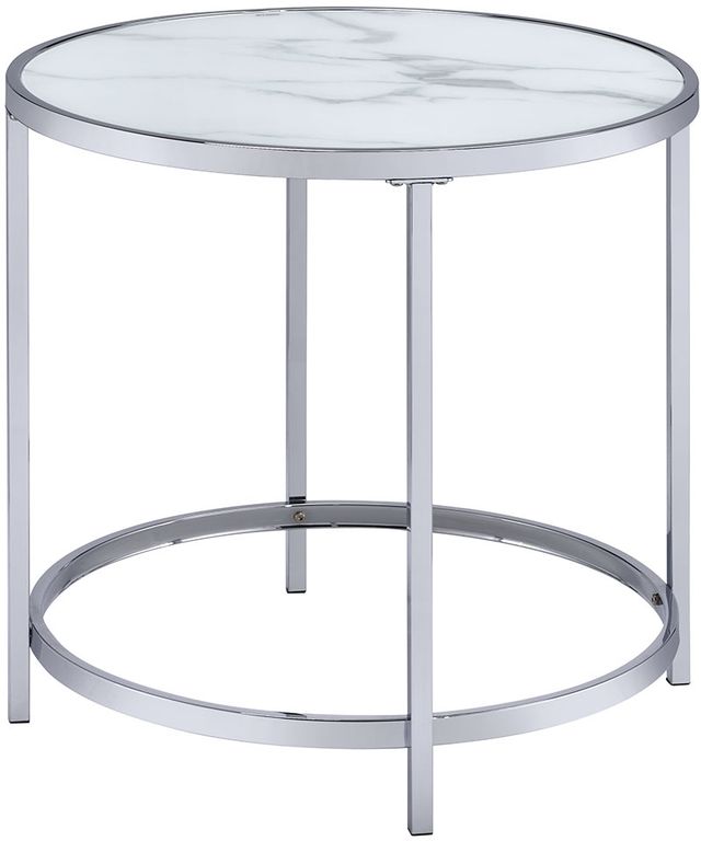 Steve Silver Co. Rayne White End Table with Chrome Base-0