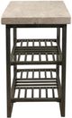 Riverside Furniture Capri Alabaster Travertine Chairside Table with Black Base-2