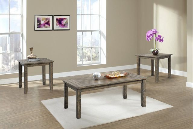 Elements International Finn 3-Piece Walnut Accent Trestle Occasional Table Set-4