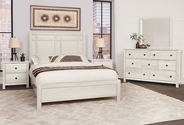 Artisan & Post by Vaughan-Bassett Pebble/Weathered White Queen Upholstered Panel Bed-1
