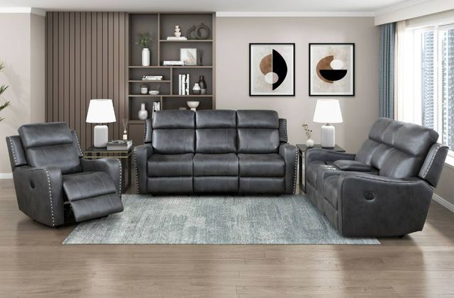 Homelegance® Kellen Smoky Gray Double Power Reclining Sofa-1