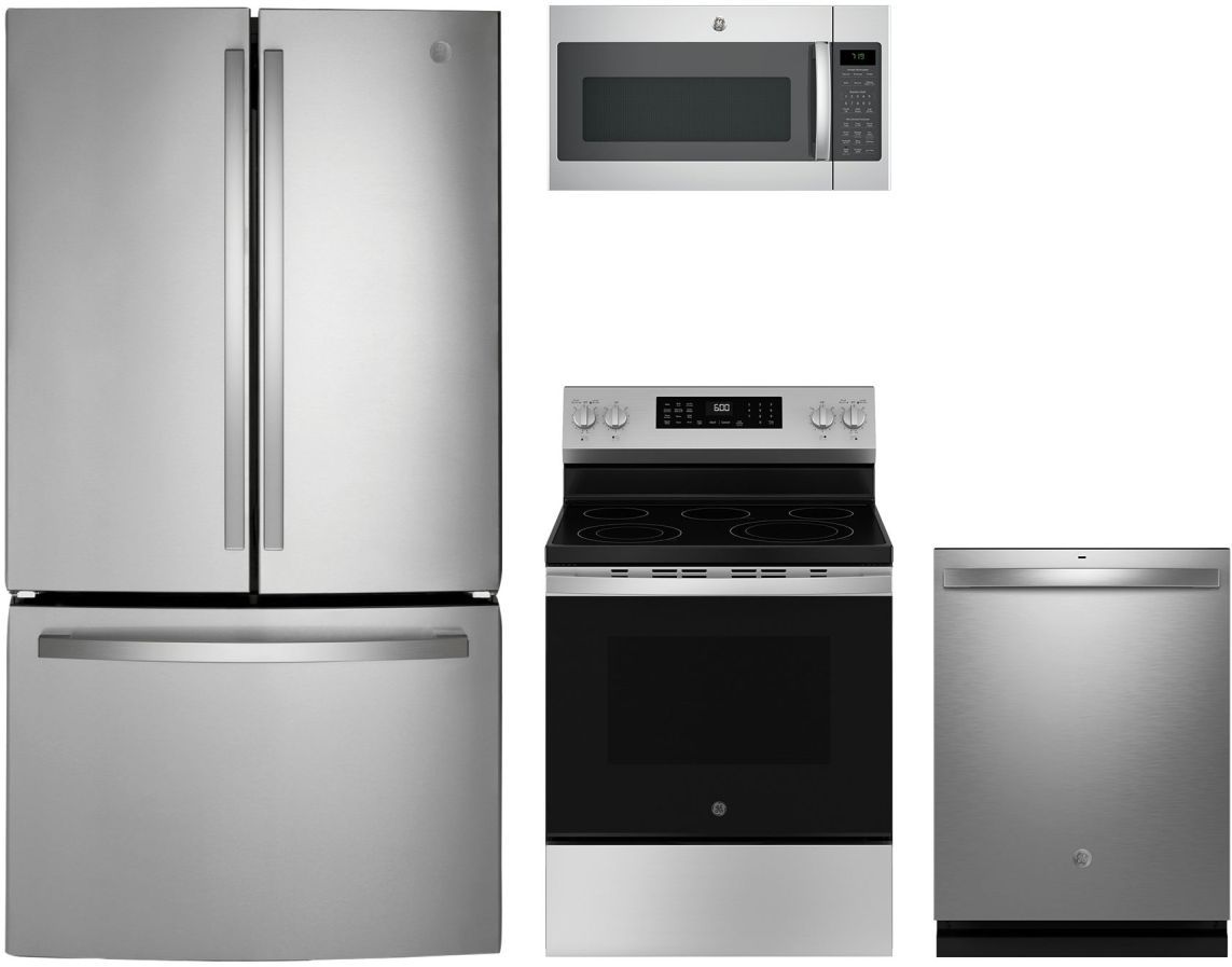 GE® 4 Piece Stainless Steel Kitchen Package