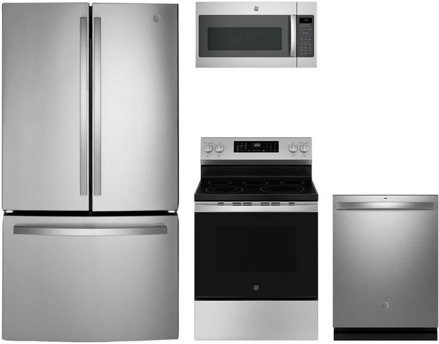 GE® 4 Piece Stainless Steel Kitchen Package