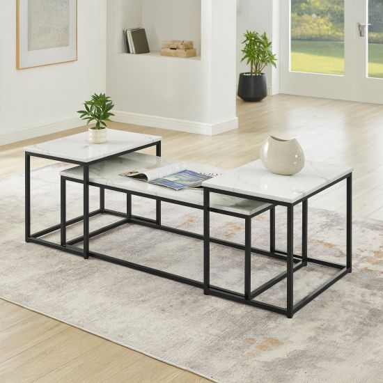 New Classic® Home Furnishings Vetra 3-Piece Black/White Occasional Table Set-1