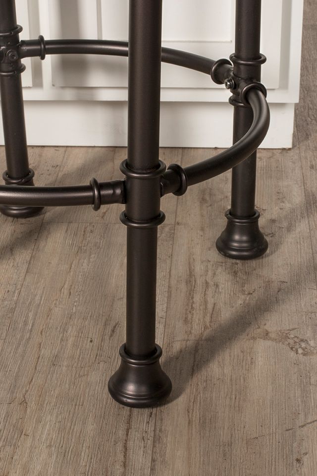 HH2 Home Casselberry Distressed Walnut Brown Metal Swivel Counter Stool-3
