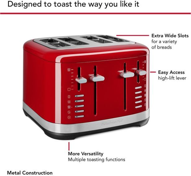 KitchenAid® 4 Silce Empire Red Toaster -3