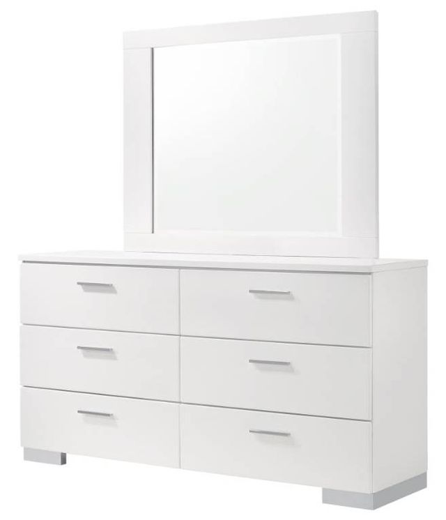 Coaster® Felicity Glossy White Wood Dresser and Mirror-2