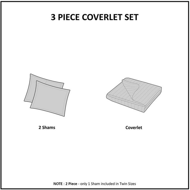 Olliix by Intelligent Design Kacie Aqua Full/Queen Solid Coverlet Set with Tufted Diamond Ruffles-2