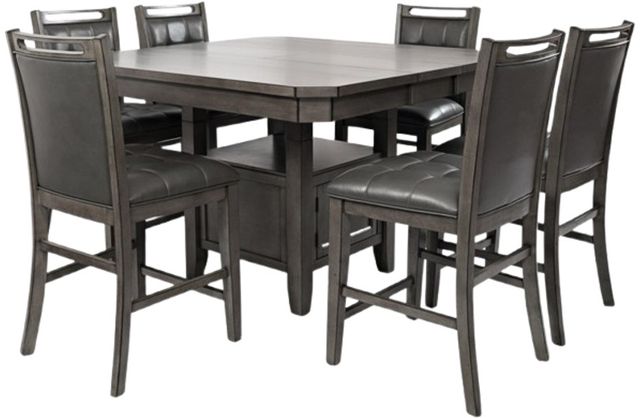 Jofran Inc. Manchester 7-Piece Gray/Warm Wood Square Counter Dining Set-0