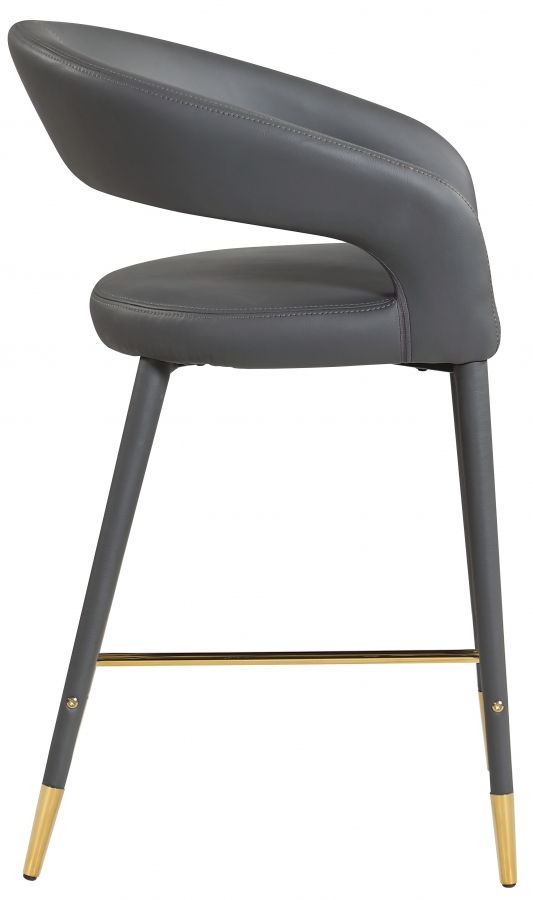 Meridian Furniture Destiny Grey Faux Leather Stool-3