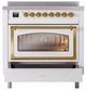 Ilve® Nostalgie II Noblesse 36'' Custom RAL Color Pro Style Induction Range with Brass Trim-3