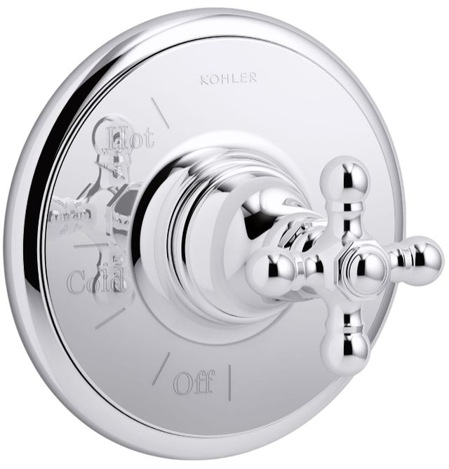 KOHLER® Artifacts® Rite-Temp® Polished Chrome Valve Trim with Cross Handle-0