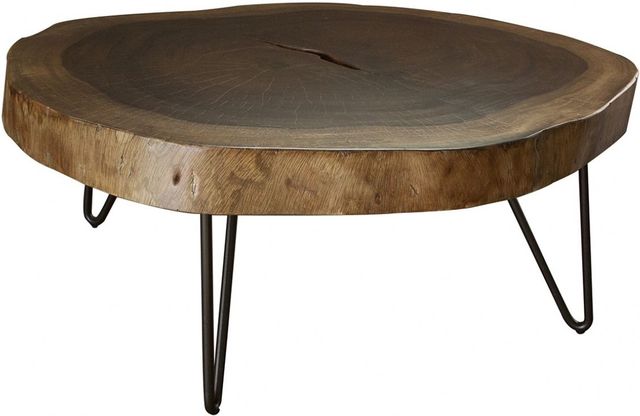 International Furniture Direct Vivo Brown High Cocktail Table with Black Base-0