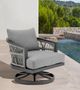 Armen Living Zella Gray Aluminum/Fabric/Rope Outdoor Swivel Arm Chair-1