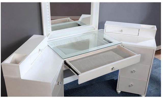Furniture of America® Tracie Luminous White Vanity Set-2