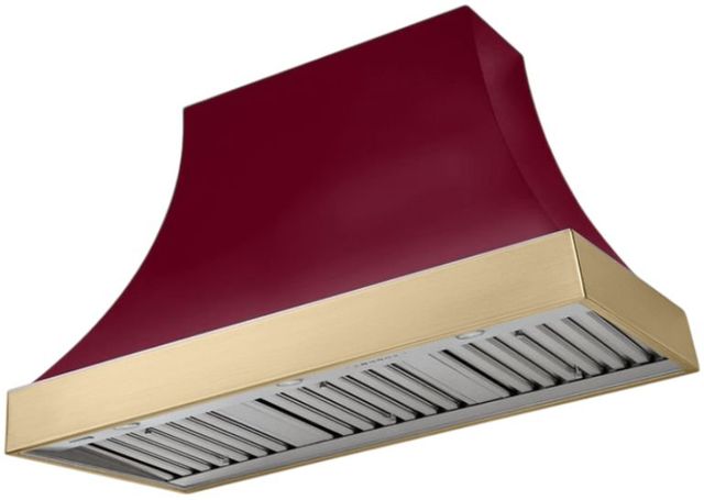 AGA Cascade 48" Cranberry Wall Mounted Range Hood  with Brushed Brass Trim-0