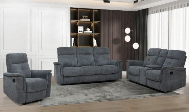 Mazin Furniture Ellesmere Grey Manual Reclining Sofa-2