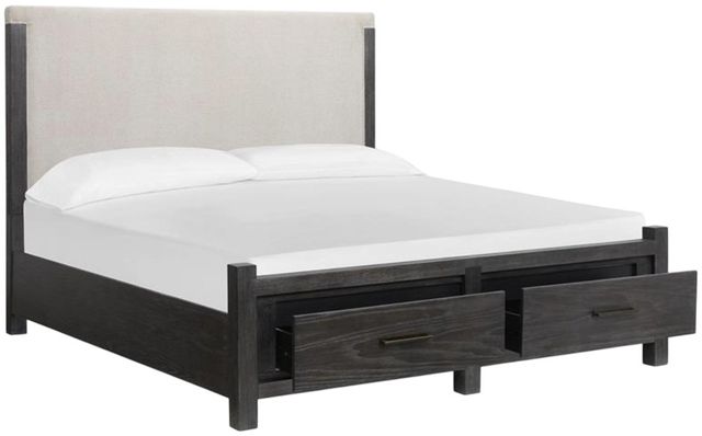 Magnussen Home® Plum Creek Elite Dove/Ravenwood Black King Upholstered Storage Panel Bed-3